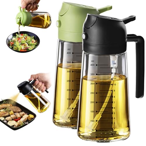 16oz 470ml Glass Olive Oil Sprayer for Cooking (Black&Green)