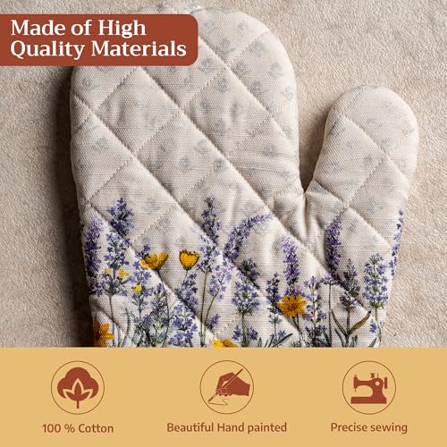 Maison d'Hermine Oven Gloves 100% Cotton Oven Mitt (016 - Fanny Lavender / 7.5" x 13" (Oven Mitt))
