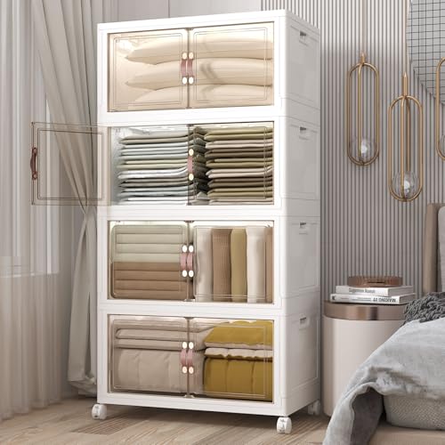 672QT Stackable Storage Bins with Lids (White / 29.5"L)