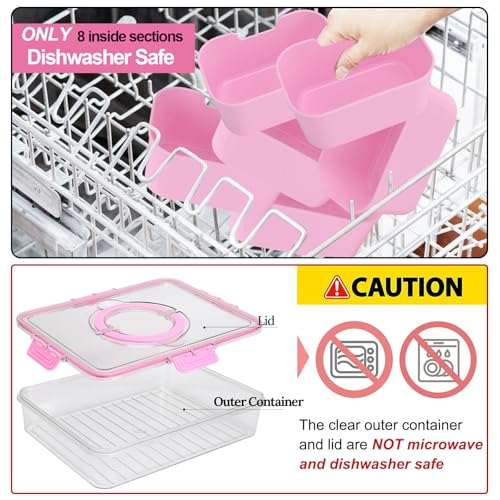 Snackle Box Snack Container Tray with Lid (8 Compartments / Pink)