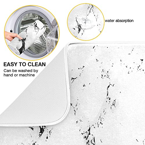 Super Absorbent Dish Drying Mat (White Marble / 16" x 18")