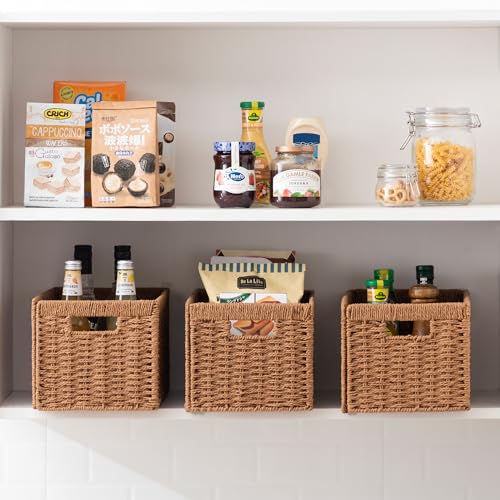 4 Pack Wicker Basket (Rectangular- 4pack 13.4"×8.3"×7.1" / Caramel)