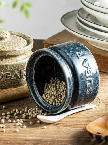10oz Ceramic Sugar Bowl with Lid and Spoon for Coffee Bar (13.59 Count)