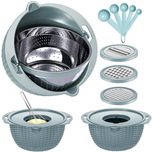 4 1 Strainer with Bowl & Spoons Set (Blue)