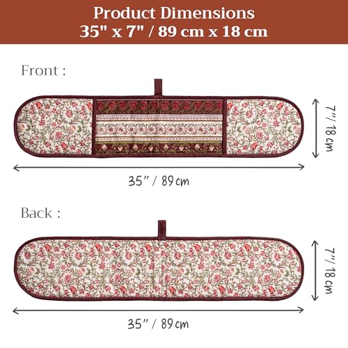 Double Oven Mitts 100% Cotton Double Oven Glove (051 - Reveillon Au Jardin / 7" x 35" (Double Oven Mitt))