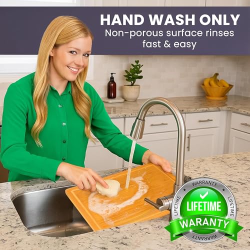 Extra Large Bamboo Cutting Board Featuring 18 Inch Wood Cutting Boards for Kitchen with Glue (Glue-Free Surface - Rectangular)