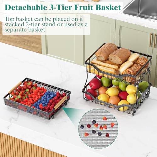 3 Tier Countertop Fruit Mesh Basket for Kitchen (3 Tier Mesh Basket Top)
