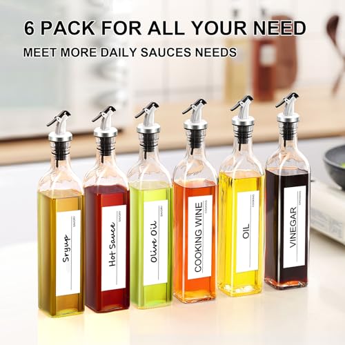 Olive Oil Dispenser Bottle for Kitchen (Clear / 17 Ounces-6 Pack)
