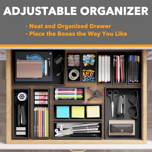 14 Piece Bamboo Drawer Organizer Storage Boxes Set