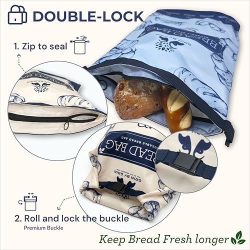 Bread Bags 2 Pack Reusable Zipper Bags Extra Large (2 Count)