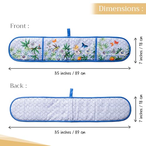 Double Oven Mitts 100% Cotton Double Oven Glove (087 - Passiflora / 7" x 35" (Double Oven Mitt))