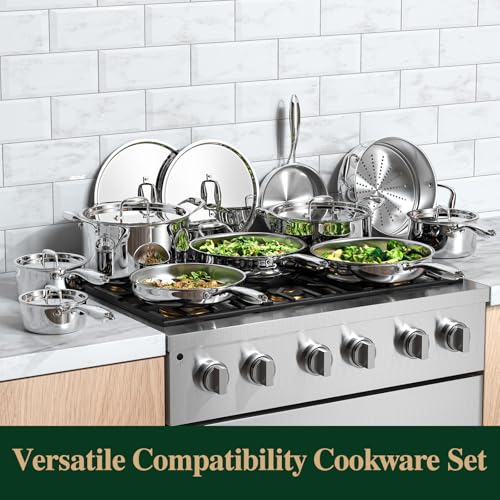17Pcs 5 Ply Clad Stainless Steel Cookware Set with Lids (17Pcs 5 Ply Clad cookware set)