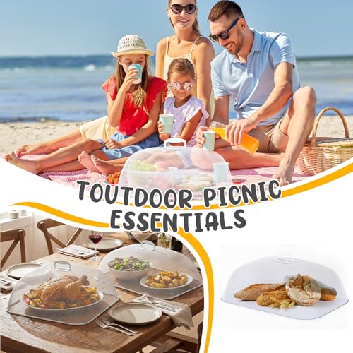 4 Pcs Metal Mesh Screen Food Cover for Outdoors Set Large 18.5 Inch Mesh Food Tents for Picnic Indoor Plate (Silver)