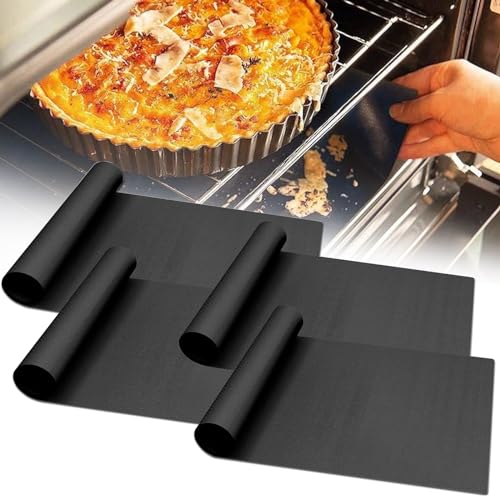 4 Pack XL Thickened Oven Liners for Bottom of Oven (Black / 25"L x 17"W / 4 Pack)