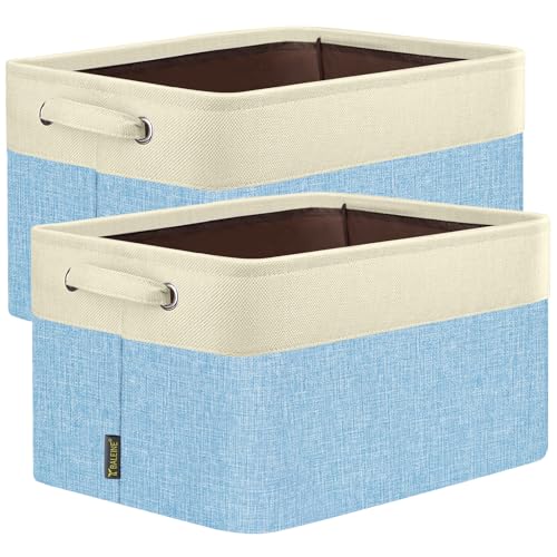 2 Pack Fabric Closet Storage Bins for Shelves (Skyblue / 2PCS/Medium-14x10x8.5)