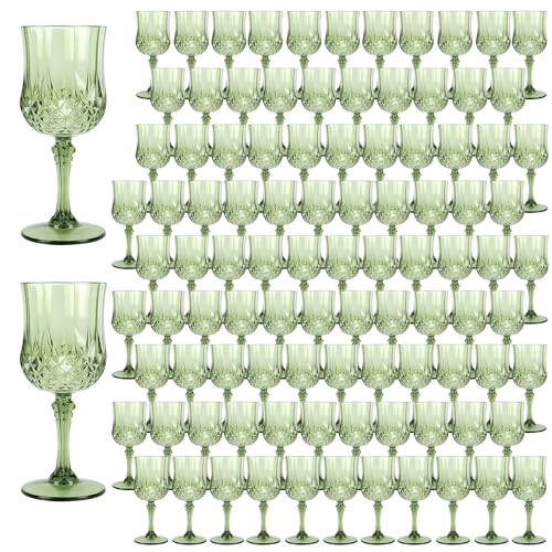 100Pack Plastic Wine Glasses (New Green)