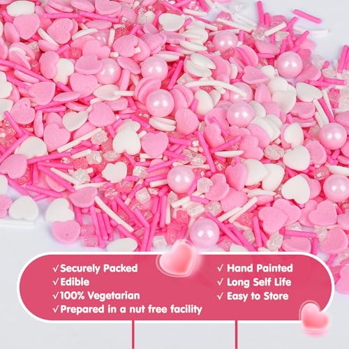 Edible Heart Pearls Sprinkles (Valentine Heart)