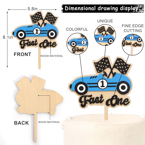 Wooden Fast One Cake Topper (Fastone-blue)