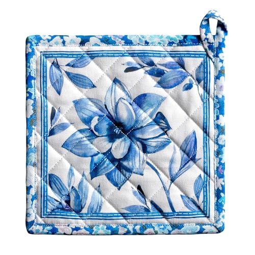Pot Holders 100% Cotton Potholders (028 - Summer Blues / 8" x 8" (Pot Holder Pack of 1))