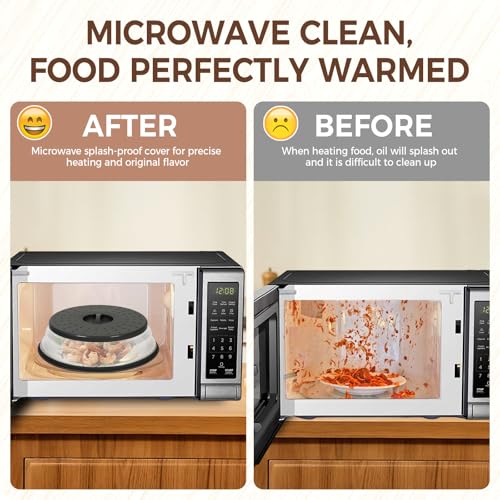 12 Inchs Microwave Splatter Cover & Silicone Mat (black)
