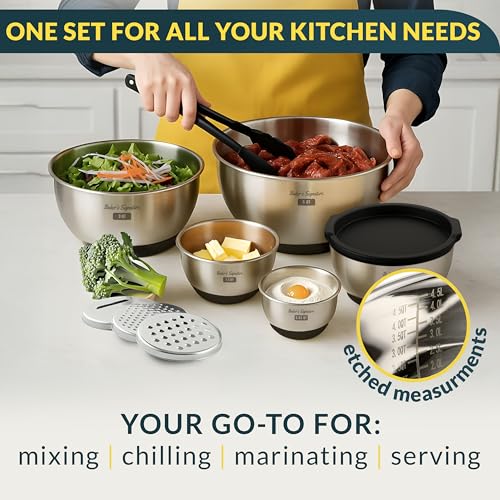 Stainless Steel Mixing Bowls with Lids Set of 5 (5 Count)