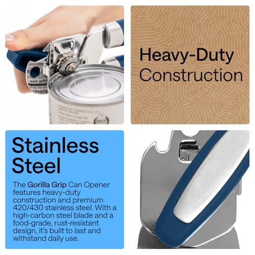 Upgraded Model Stainless Steel Manual Can Opener (Blue)