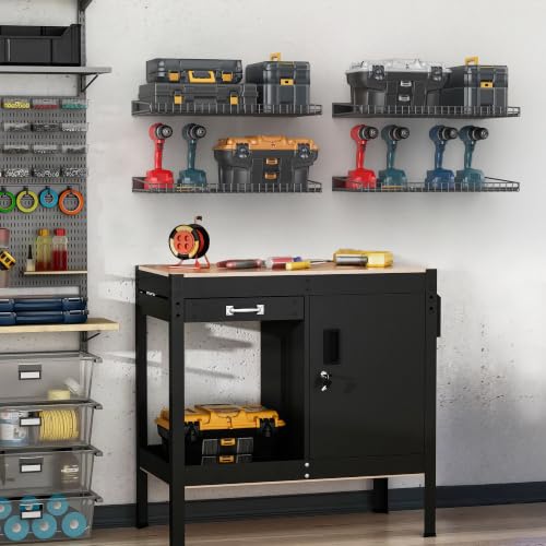 Wall Mounted Storage Shelf for Garage (Black)