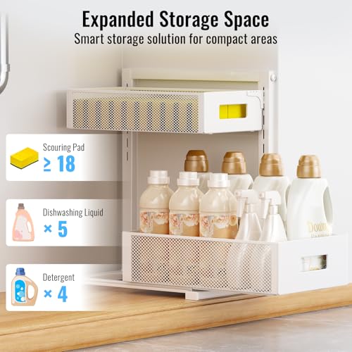 Full Metal Under Sink Organizer (White / L-2PC)