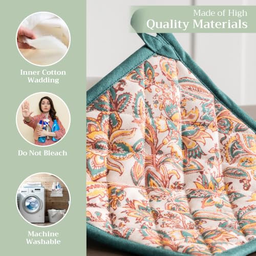 Pot Holders 100% Cotton Potholders (047 - Nila / 8" x 8" (Pot Holder Pack of 1))