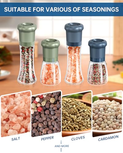 Manual Salt and Pepper Grinder Set For Professional Chef (Short Set - Green)