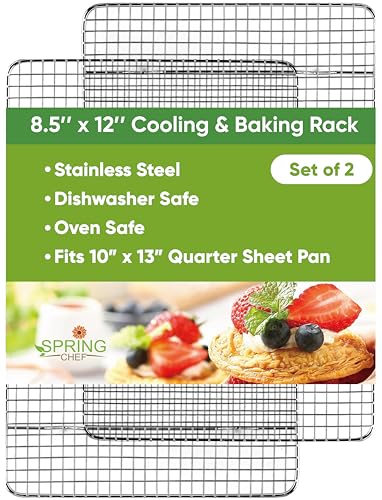 8.5" x 12" Stainless Steel Cooling Rack for Baking (2 Pack / 8.5"x12")