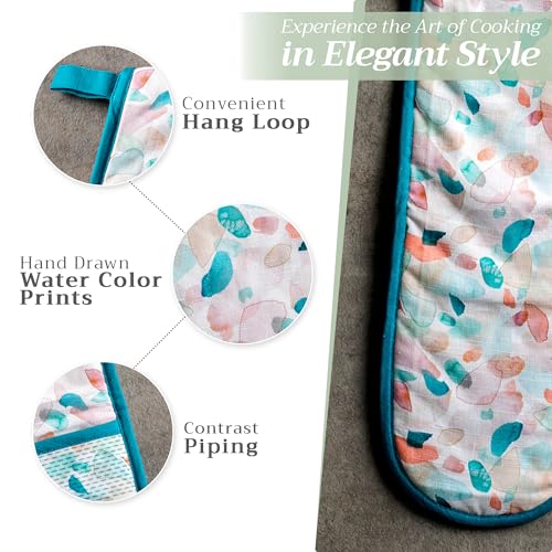 Double Oven Mitts 100% Cotton Double Oven Glove (079 - Summer Picnic / 7" x 35" (Double Oven Mitt))