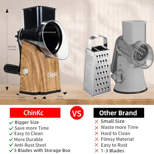 Upgrade Rotary Cheese Grater Shredder with Handle (015)