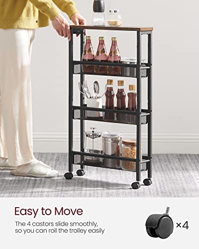 4 Tier Slim Rolling Storage cart with Wheels
