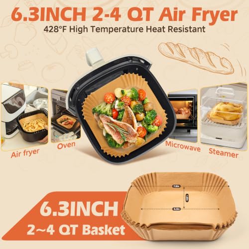 Air Fryer Liners Disposable 100PCS (6.3Inch-Round-100PCS)
