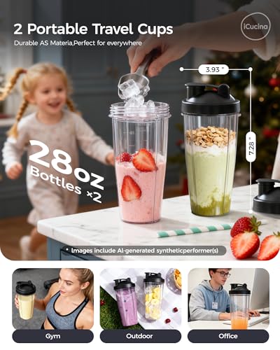 Smoothie Blender (Personal Blender with 2 Cups)