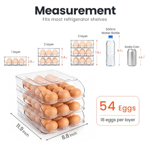 54 Egg Holder for Fridge with Silicone Bumpers
