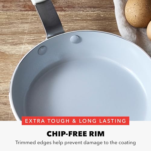 x Bobby Flay 10" Diamond Ceramic Nonstick Frying Pan (10" Frying Pan Skillet / Cream)