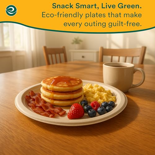9 Inch Disposable Bagasse Paper Plates (9" [Natural])