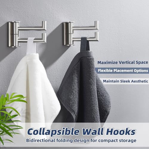 2 Pack Swivel Towel Hooks (2 Pack / Brushed Nickel)