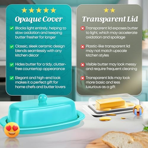 Standard Ceramic Butter Dish with Lid for Countertop (Blue / Standard)