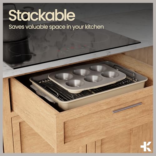 Bakken 8 Piece Ceramic Coated Bakeware Sets (Cream)