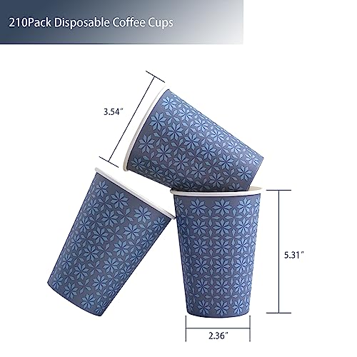 210 Pack Paper Cups 16 oz Bulk Disposable Coffee Cups Navy Floral (Navy / 16 oz-210)