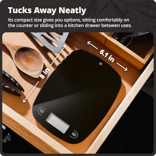 Food Scale Slim & Compact Build (Black Glass)