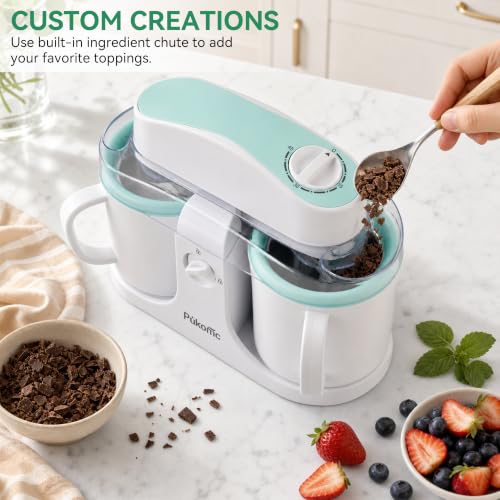 Home Ice Cream Maker Machine with 2 Ice Cream Bowls (White Green / Standard)