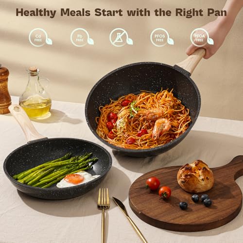 Pots and Pans Set Non Stick (Black / 13 Pieces)