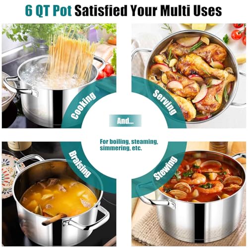 6 Quarts Stock Pot with Lid (6 Quarts)