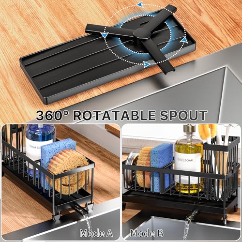 Sponge Holder for Kitchen Sink (Black - 9.25″)