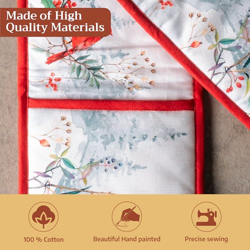 Double Oven Mitts 100% Cotton Double Oven Glove (110 - Morzine / 7" x 35" (Double Oven Mitt))