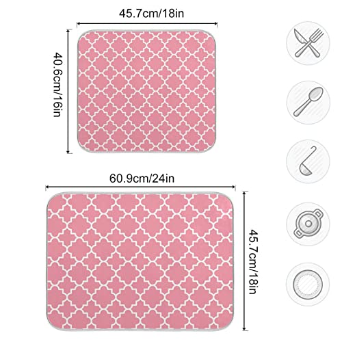 Super Absorbent Dish Drying Mat (Pink Moroccan / 18" x 24")
